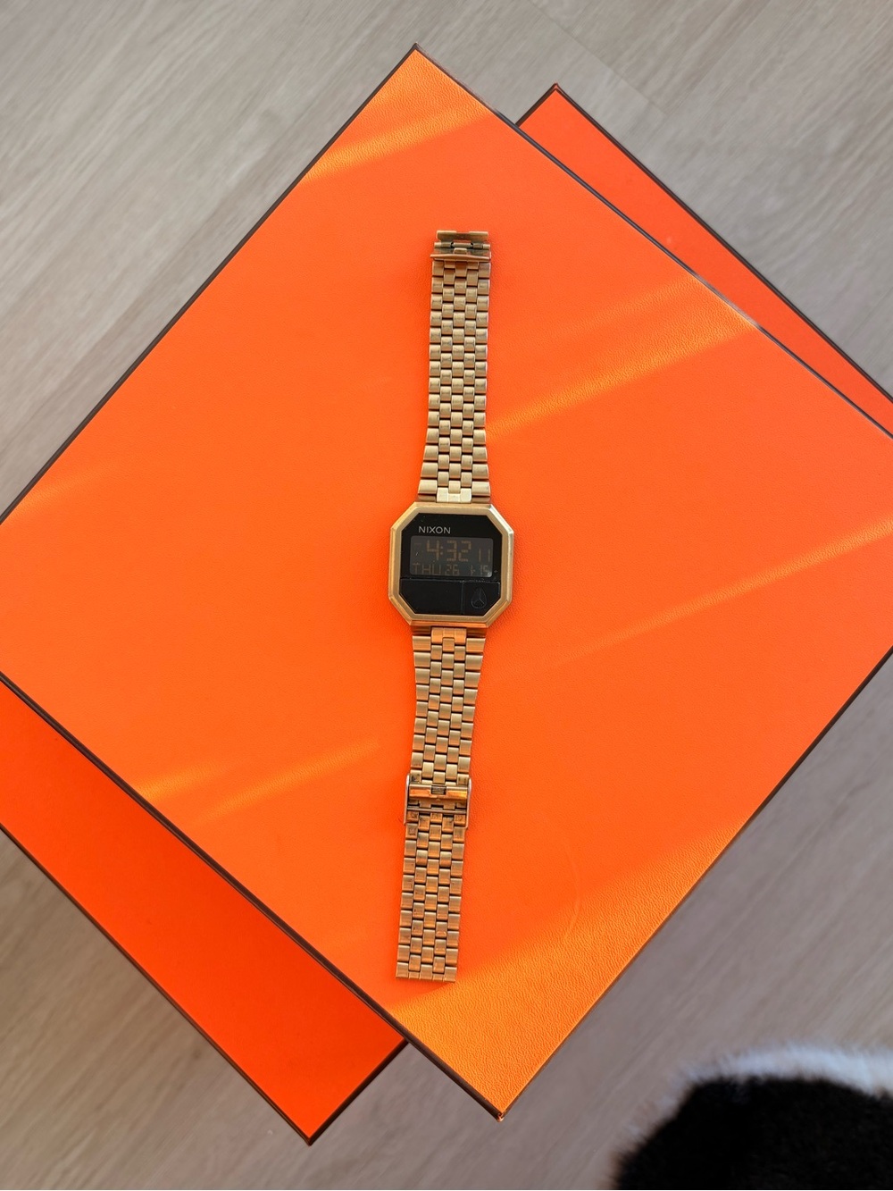 Nixon Gold Digital Bracelet Watch with Octagonal Case